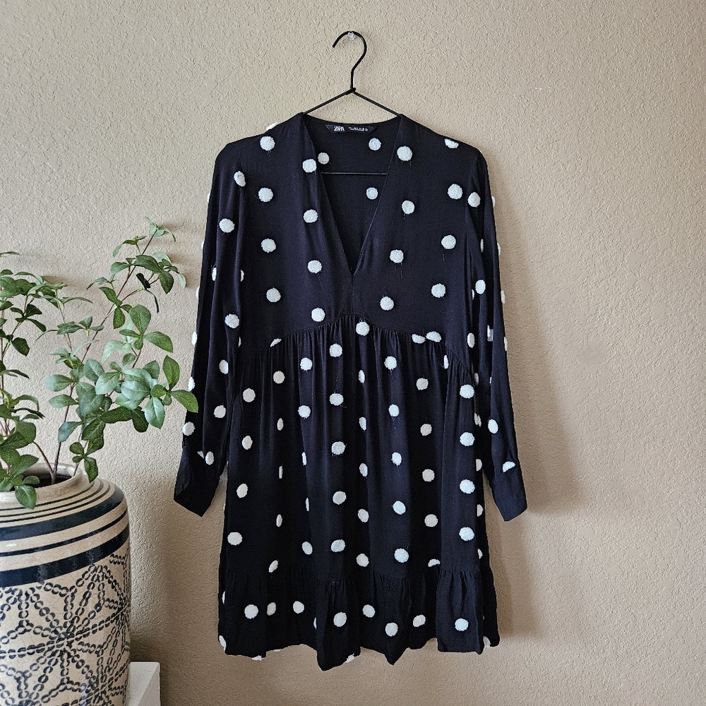 Zara Polka Dot Dress, Small | Black & White